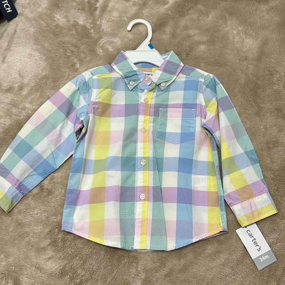 Carters pastel long sleeve button down